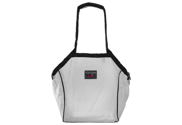 A Small Zip-Top Shop Bag in Tahoma (white with white grid) 200 Halcyon.